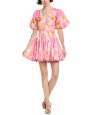Hemant & Nandita Auril Linen-Blend Mini Dress