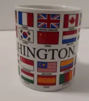 Washington DC Coffee Mug Tea Cup 11 oz Pics of Flags From Around The World NEW