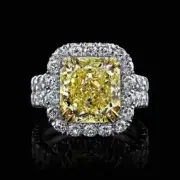 2.40CT Radiant Cut Genuine Citrine Wedding Halo Jewelry Ring 14K 2-Tone Gold FN