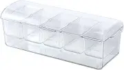 Refrigerated Condiment Server – Glazed Server Container | Clear Filling Tray | Refrigerated Condiment Server Tray With 5 Compartments | Ice Serving Bowl | Containers