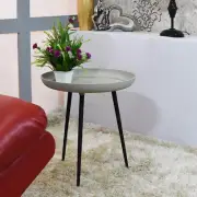 Handmade Modern Side Table Aluminum & Iron Round Ivory 15.5x15.5x17.5 Inch BBH