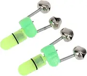 BCOATH 20Pcs Fishing Bite Alarm Bells with LED Light Clip Green Appearance for Night Fishing Fit for Various Fishing Rods