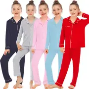 Baby Boy Girl Modal Lapels Pyjamas PJS Set Kids Long Sleeve Sleepwear Nightwear