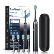 Electric Toothbrush Household Ultrasonic Toothbrush Whitening Toothbrush 6-Modes Soft Bristled Black White Pink