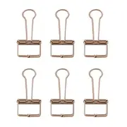 6Pcs 9415 Rose Gold Binder Clip for Office School Paper Organizer Stationery Metal Clips