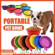 Portable Foldable Pet Bowl Collapsible Silicone Food Water Feeder Dog Cat Cup AU