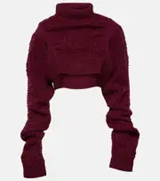 [Noir Kei Ninomiya] Noir Kei Ninomiya Cable-knit wool sweater AU 12 purple