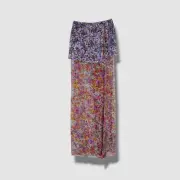 $1130 Dries Van Noten Women's Purple Silk Mixed Floral Print Wrap Skirt Size 34