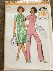 1972 SIMPLICITY #9962 - LADIES KEYHOLE DRESS or TUNIC & PANTS PATTERN 18 FF