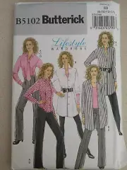 Butterick Pattern B5102 Misses/Petites Blouse Shirt Tie Pants Sizes 8 10 12 14
