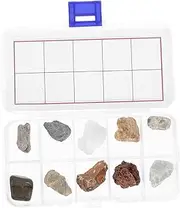 DOITOOL 1 Set Geology Kit Educational Rock Specimens Collection with Granite Limestone Fossils More for Classroom Learning and Home Studies Includes Various Geological Rocks Convenient
