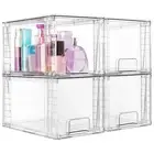Clear Plastic Stackable Storage Drawers Bins, Perfect for Kitchen Pantry Orga...