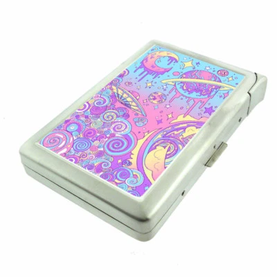 Trippy Galaxy Em1 Cigarette Case with Built in Lighter Metal Wallet SP