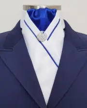 ERA Kate White Stock Tie with Forest Green, Royal Blue, Gold or Red & Brooch