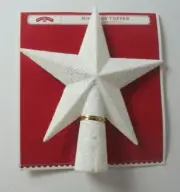 Holiday Time Non-Lit Mini White Glittering Star Christmas Tree Topper 5 inch New