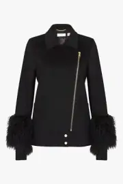 BNWT SASS & BIDE "Nothing Compares 2 U" Wool Blend Shearling Trim Coat - Size 6