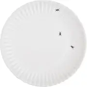 180 Degrees ME0036 What is It Reusable White Dinner Plate with Ant Design, 9 Inch Melamine, Set of 4, 9", Black