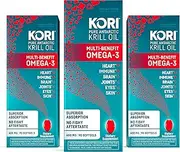 Kori Krill Oil Omega-3 400mg, 90 Softgels | Multi-Benefit Omega-3 Supplement | Superior Omega-3 Absorption vs Fish Oil and No Fishy Burps (Pack of 3)