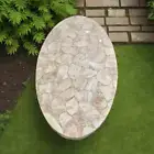 Oval Rose Quartz Coffee Table – Elegant Natural Stone Accent