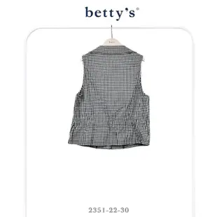【betty’s 貝蒂思】蝴蝶結口袋格紋抽皺西裝領背心(黑色)