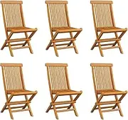 Garden Chair Folding Garden Chairs 6 pcs Solid Teak Wood Patio Seating