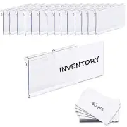 50 Pcs Clear Plastic Wire Shelf Label Holders for Storage Bins Baskets Labels
