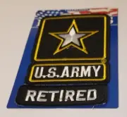 US ARMY STAR RETIRED PATCH Iron / Sew-on Patch 4" X 2.5" approx 2 pc patch