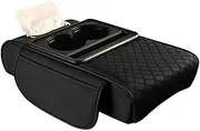 Car Armrest Cushion With Cup Holder | Center Console Armrest Cushion Organizer | Auto Center Console Cover for Trucks SUVs