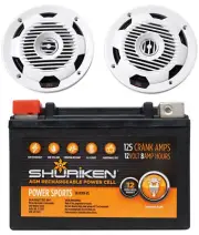 Pair MTX Audio WET77-W 7.7" 300w Marine Boat ATV/UTV/Cart Speakers-White+Battery