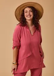 [TS] Taking Shape Asymmetric Natural Tunic Size 20 in Desert Rose, Viscose - Plus Size Women's Tops & T Shirts Desert Rose