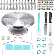 92 Pcs Aluminum Cake Decorating Set Kit Supplies with Aluminium Alloy Turntable