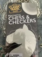 Classic Travel Magnetic Chess Set & Checkers Folding Board Game New Sealed