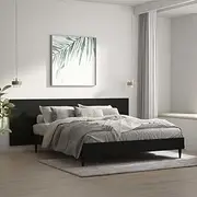 Black Wall Headboard 240 cm, Engineered Wood Panel - King Size, Adjustable Mounted Headboards for Beds, Full/Queen, Tufted Accent