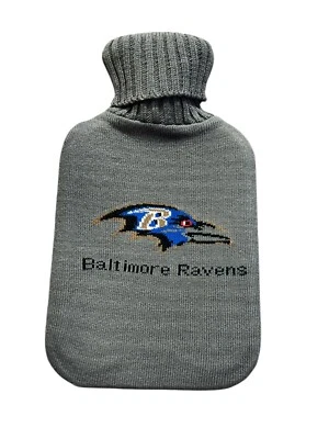 Baltimore Ravens Rubber Hot Water Bottle with Knitted Cover for Pain Relief NEW