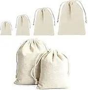 AcbbMNS 50pcs Cotton Muslin Bags 4 x 6 Inch Reusable Drawstring Bags Tea Storage Pouches Bulk Linen Jewellery Gift Bags for Party Wedding Home Supplies Storage