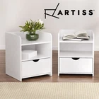 Artiss 2X Bedside Table Drawers Side Table Storage Cabinet Nightstand White FARA