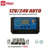 20A 12V/24V PWM Solar Panel Charger Controller Dual USB Battery Regulator LCD