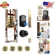 Keyless Entry Door Lock Set with Fingerprint Access - Sleek Jet Black Finish