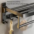Bathroom Towel Holder Rack Shelf Aluminum No Drill Hanger Set Storage