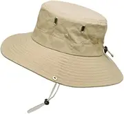 [GRNUS] Men's Sun Hat Wide Brim UPF 50+ Breathable Summer Boonie Hats Waterproof Foldable Safari Cap for Hiking Fishing Outdoor