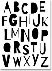 Alphabet Canvas Wall Art Nursery Poster Print Black And White Alphabet Pictures Nursery Alphabet Canvas Painting Kids Room Decor 30x50cm Unframed