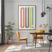 Oui Poster Yes Wall Print French Typography Print Minimalist Typo Art Vintage