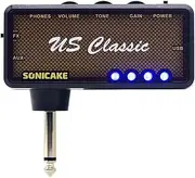 SONICAKE US Classic - Guitar Headohone Amp, Mini Guitar Rechargable Headphone Pocket Amplifier, Built-in Reverb Effects and AUX Input, Plug-in USB Chargable for Bedroom Practice