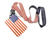 USA FLAG LANYARD & ID CARD HOLDER American stars stripes key ring neck strap Z1
