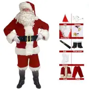 Deluxe Santa Claus Costume 9-Piece Set 3XL Christmas Santa Suit for Men and Women Holiday Party Outfit