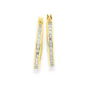 9ct Gold, Cubic Zirconia Hoops 16mm in Clear