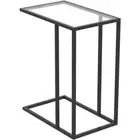 Safdie & Co. 19"L C-Shape Glass Accent Table in Black Metal