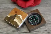 Compass Box Pocket Military Camping Army Hiking camping Wood Mountain 5 Handmade