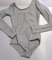 Leveret Girls Long Sleeve Gray Leotard M 8-10