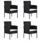 vidaXL Garden Chairs with Cream White Cushions 4 pcs Black Poly Rattan BMG